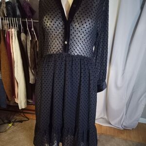 Zara Black V-Neck Bishop Sleeve Sundress